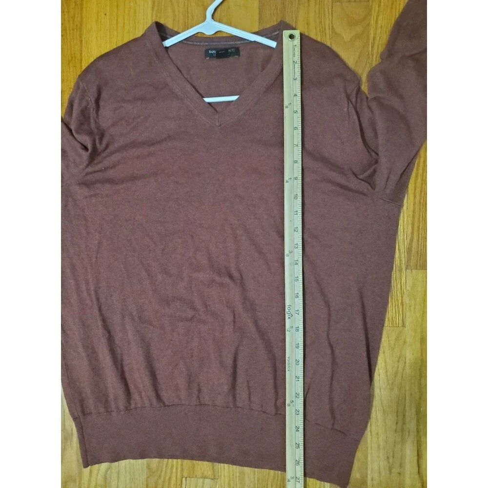 Banana Republic Sweater Mens Extra Large Brown Silk Blend Pullover V-Neck Casual